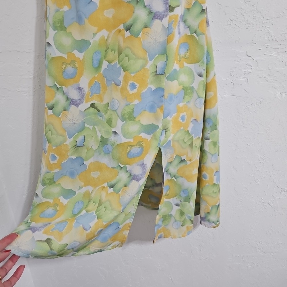 Womens Cinder Sz XL Floral Watercolor Print Dress Off Shoulder Coquette Cottage - Picture 2 of 11